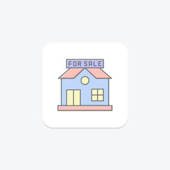 House for sale lineal color icon , vector, pixel perfect, illustrator file