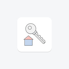House key lineal color icon , vector, pixel perfect, illustrator file