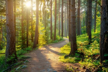 Fototapeta premium forest with sun rays