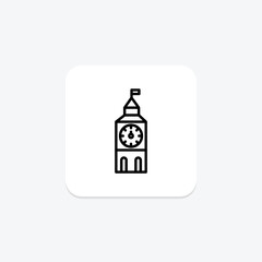 Clock Tower line icon , vector, pixel perfect, illustrator file