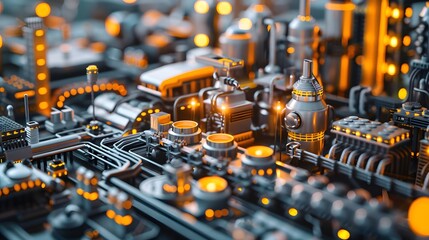 a digital factory scene where Agile principles merge with Lean manufacturing methods, optimizing processes and reducing waste