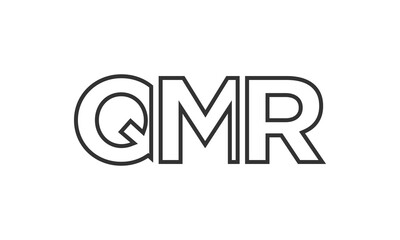 QMR logo design template with strong and modern bold text. Initial based vector logotype featuring simple and minimal typography. Trendy company identity.