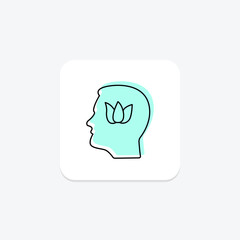 Mindfulness color shadow thinline icon , vector, pixel perfect, illustrator file