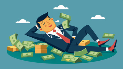  Sleeping business man on dollars vector art illustration