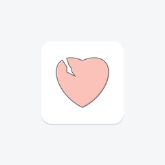 Self Broken Heart lineal color icon , vector, pixel perfect, illustrator file