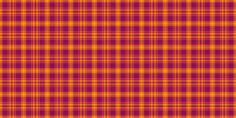 Native pattern texture check, stitched textile fabric seamless. Greeting card background tartan vector plaid in pink and orange colors.