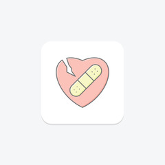 Self Heart Healing lineal color icon , vector, pixel perfect, illustrator file