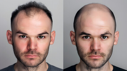 Before and After Hair Transplant Results on Male Patient.