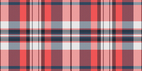 Arabic fabric plaid pattern, coat seamless vector background. Decorative texture check textile tartan in red and white colors.