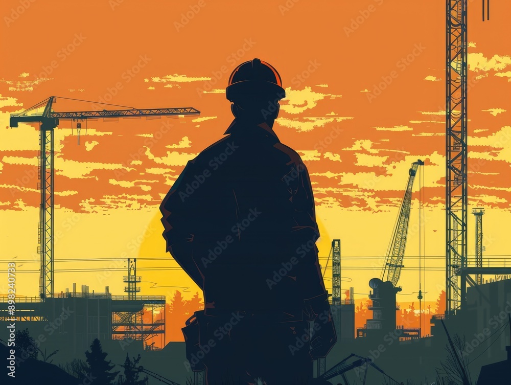 Sticker Construction Worker Silhouette