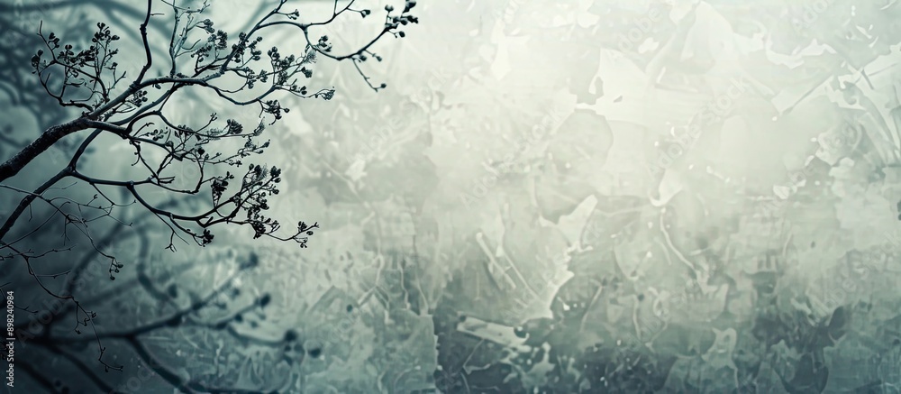 Wall mural blurred silhouettes of tree branches on a stone backdrop with copy space image
