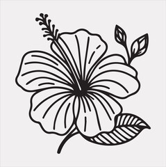 hibiscus flower line art silhouette vector on a white background © Faysal Design House