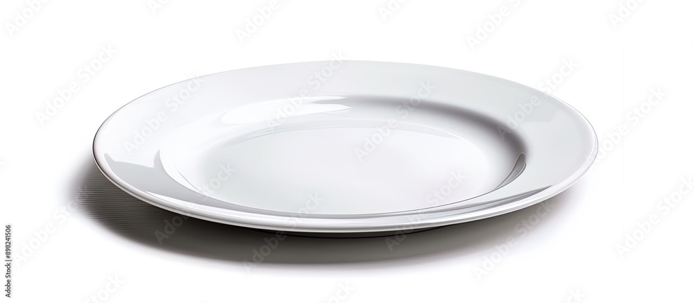 Leinwandbilder Ceramic plate with empty white center on white backdrop with clipping path for copy space image