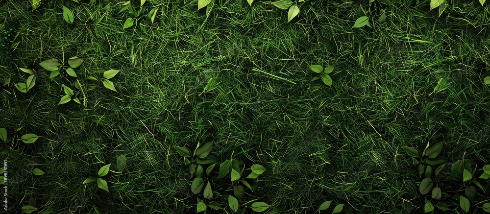 Poster a detailed background of lush green grass with an unoccupied area suitable for text or graphics know