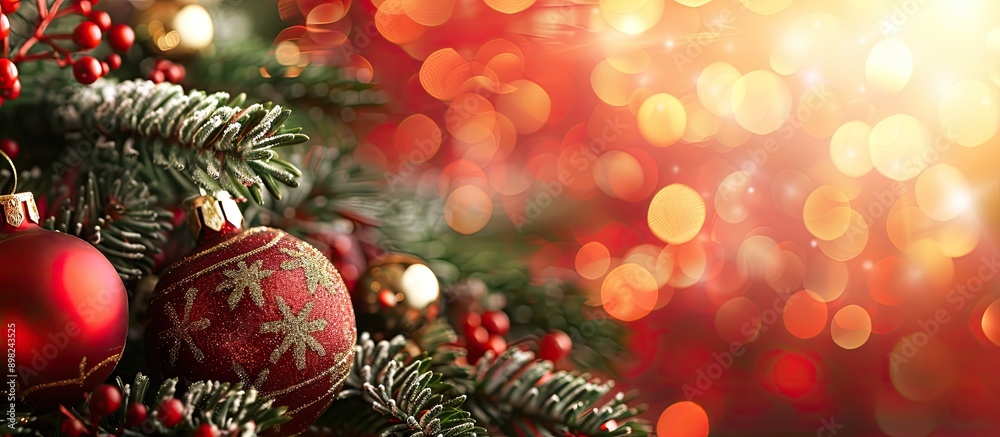 Poster christmas decoration set against a festive background with copy space image