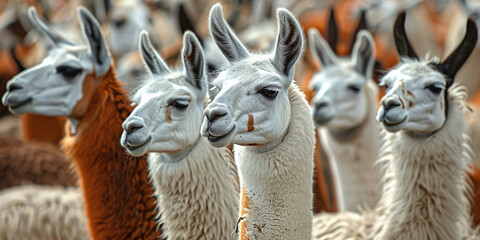 Obraz premium herd of llamas peru, south america