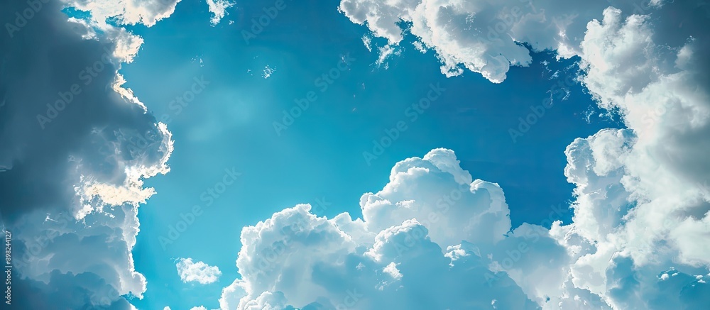 Aufkleber blue sky with white clouds framing a serene copy space image for your design needs