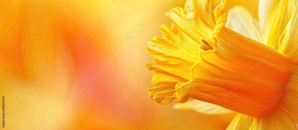 Poster Close up macro photograph of a vibrant yellow daffodil with ample copy space image