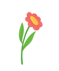 Beautiful Pink Flower Plant in Flat Cartoon Vector Illustration
