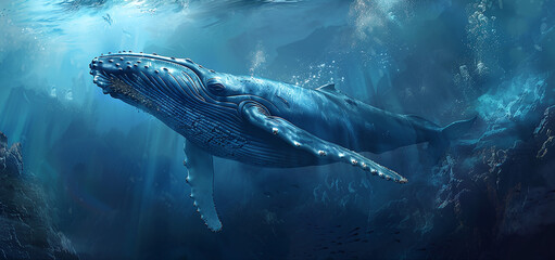 Fototapeta premium big humpback whale underwater