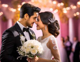 Marriage ceremony and celebration, symbolizing love, union, commitment, wedding vows, happiness, and lifelong partnership.