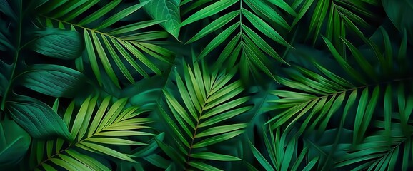 Tropical Palm Leaf Texture, Lush And Vibrant, Perfect For Exotic And Natural Themes