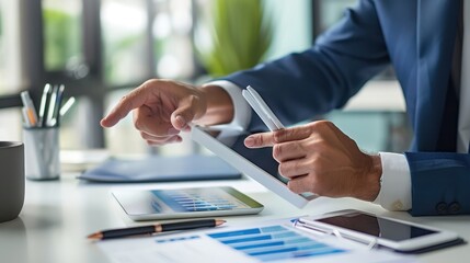 The hands with the tablet