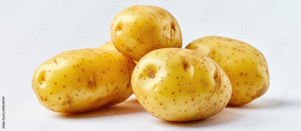 Aufkleber an appetizing yellow potato with a white background perfect for a copy space image