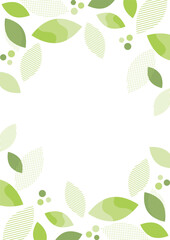 緑色の葉と幾何学模様の背景フレーム