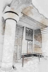  art of Knossos Palace, Heraklion, Crete, Greece 