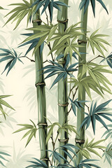 vintage stye illustrated ´bamboo  wallpaper, bamboo wallpaper