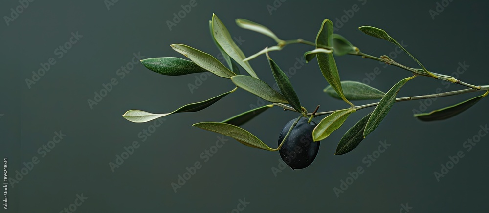 Poster With copy space image a black olive on a branch contrasts beautifully against the background for your text placement