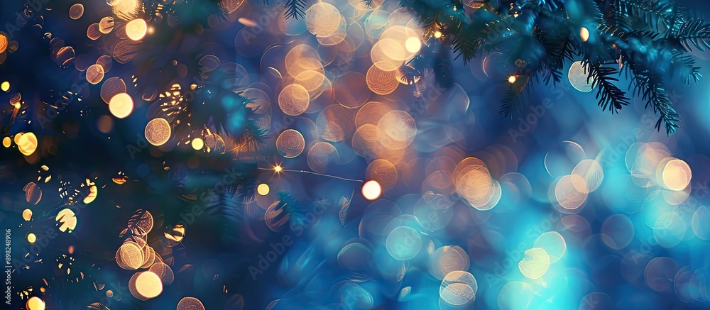 Aufkleber blue bokeh lights shining beautifully in a copy space image