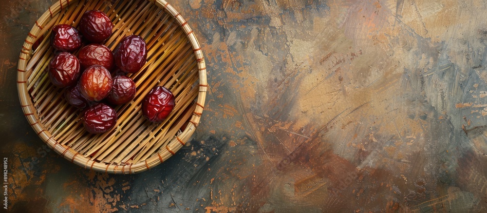 Aufkleber Bamboo plate with dates displayed copy space image