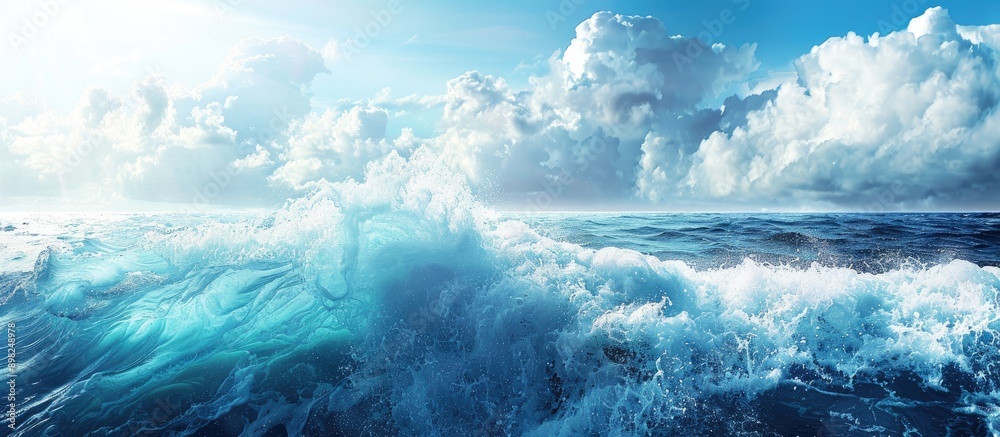 Aufkleber Blue ocean waves blending with a sky backdrop ideal for adding text with available copy space image