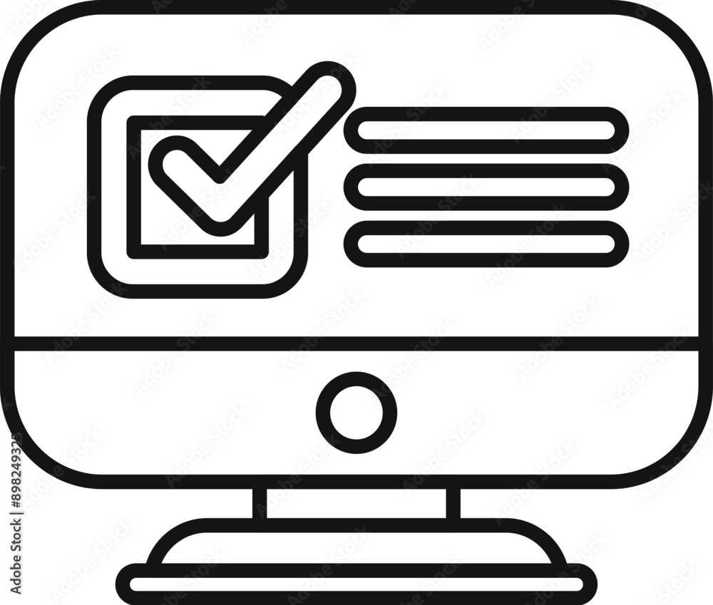 Poster computer displaying a checkmark in a box, symbolizing online tasks such as surveys, voting, or check