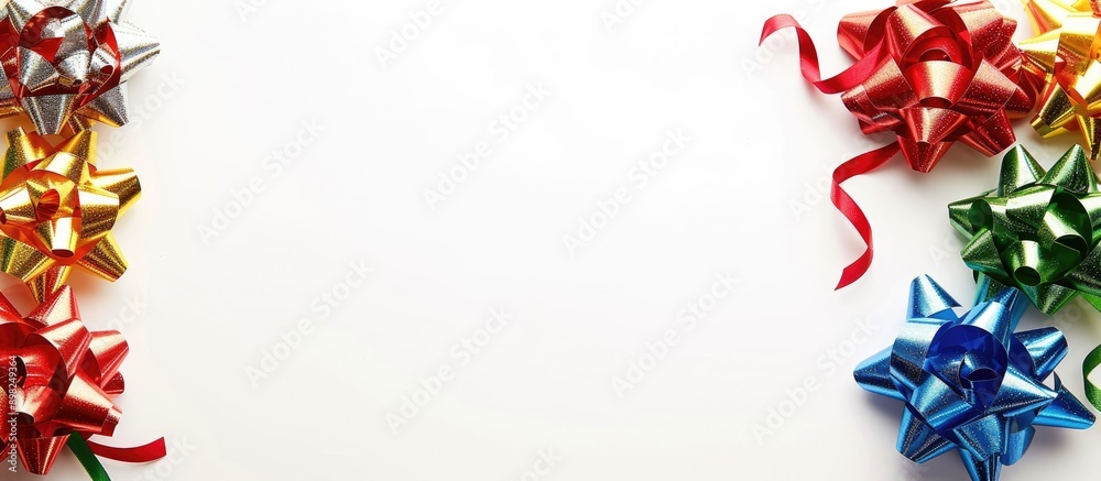 Poster assorted holiday gift bow ribbon border with copy space image