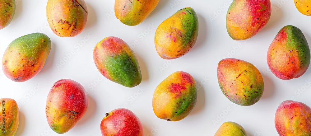 Poster copies of mangos displayed on a white background for copy space image