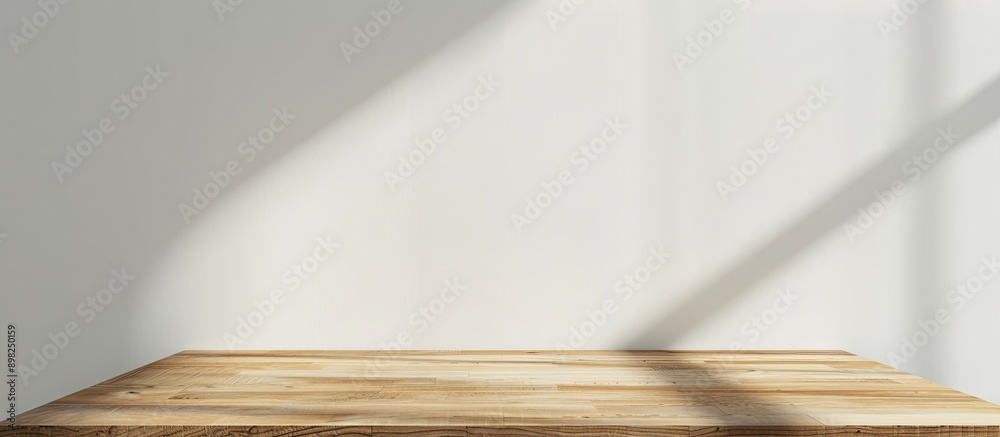 Aufkleber Blank wooden tabletop against a white background made as a mockup for design purposes with copy space image available