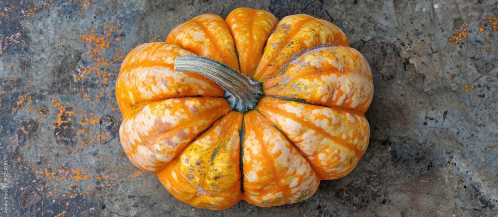 Poster top down view of an autumn pumpkin ideal for a copy space image