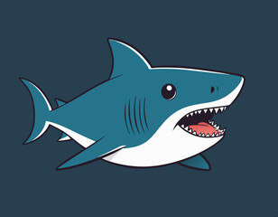 Cute shark cartoon on white background stock illustration
