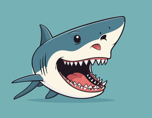 Cute shark cartoon on white background stock illustration