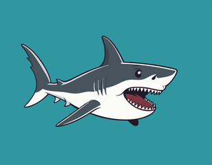 Fototapeta premium Cute shark cartoon on white background stock illustration