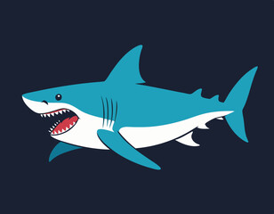 Cute shark cartoon on white background stock illustration