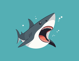 Cute shark cartoon on white background stock illustration