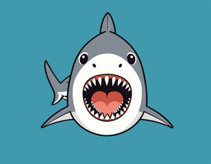 Cute shark cartoon on white background stock illustration