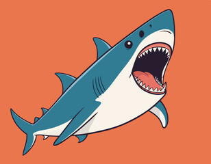 Cute shark cartoon on white background stock illustration