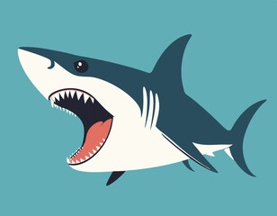 Cute shark cartoon on white background stock illustration
