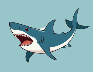 Cute shark cartoon on white background stock illustration