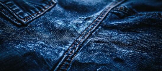 Naklejka premium Texture of classic blue jeans in a copy space image
